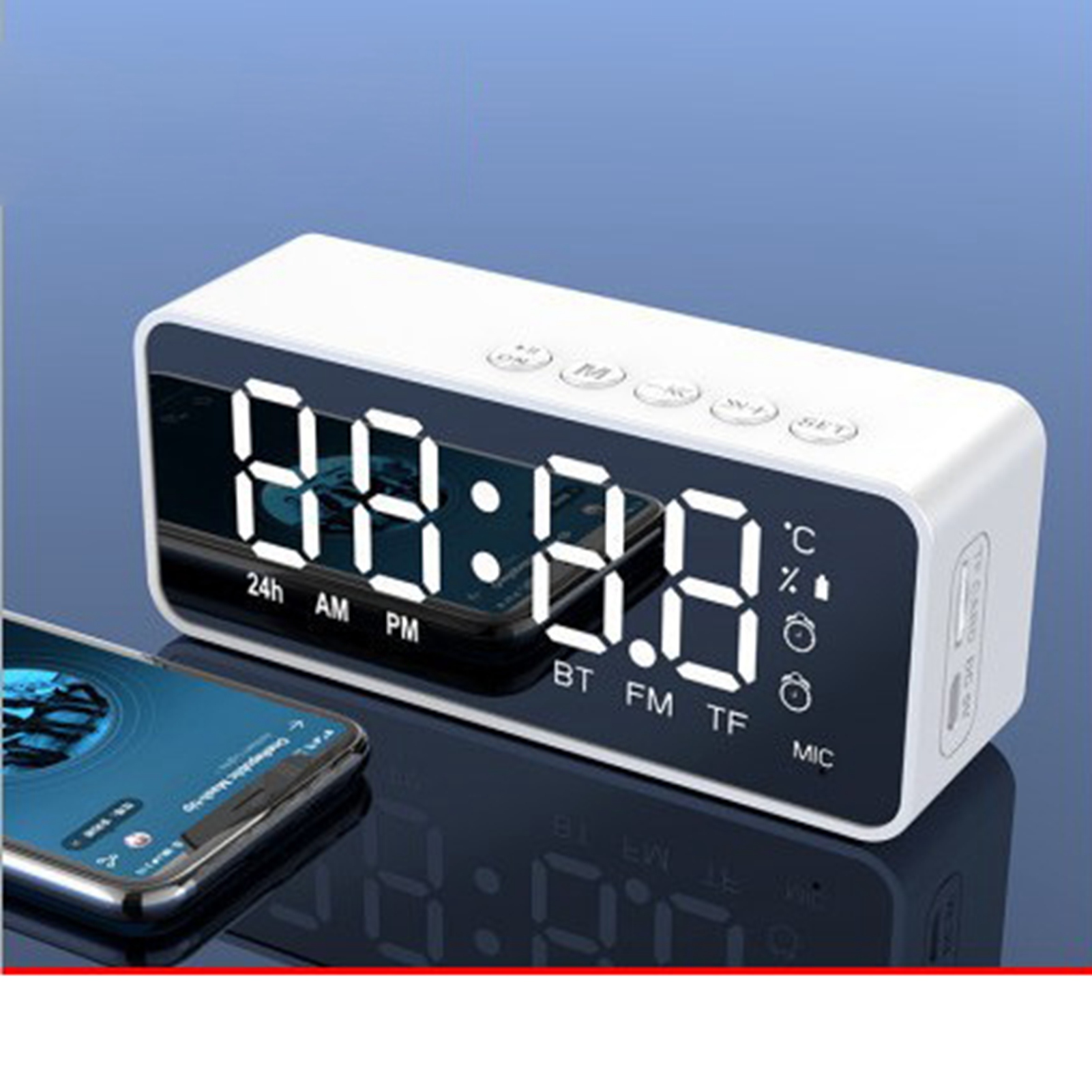 Mini-bluetooth-spiegellautsprecher, Premium-geschenk, Tragbar Für Zuhause, Kartenwecker, Grenzüberschreitende Audio-standardausgabe, Weiß