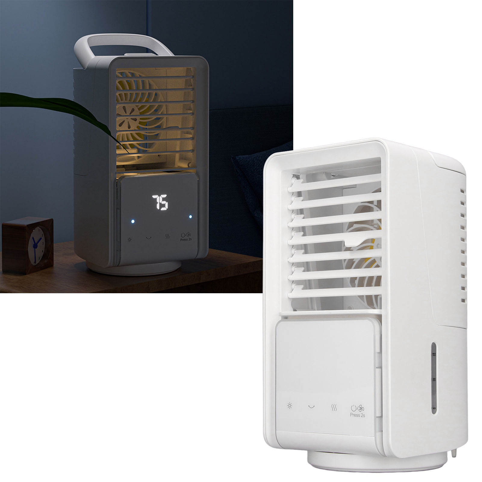 Mini-usb-wiederaufladbarer Outdoor-ventilator Mit Sprühfunktion, Luftkühler, Kleinem Luftbefeuchter, Wassergekühltem Tischventilator, Tragbarer Oszillierender Luftkühler (links/rechts).