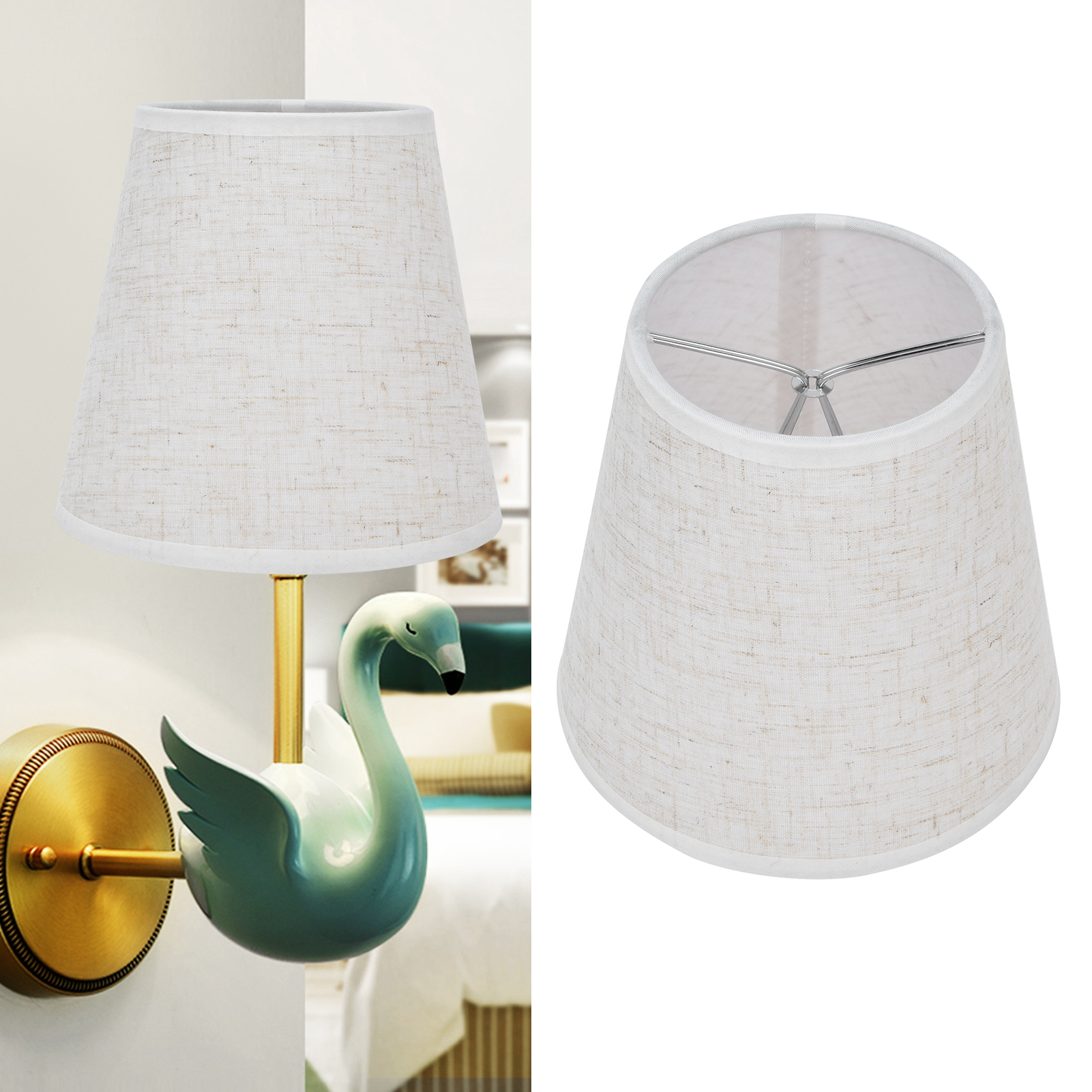 Stofflampenschirm, Minimalistischer Europäischer Stil, Zweiteiliger Klemmlampenschirm, Kompatibel Mit E14-fassung (tisch-, Steh-, Pendel- Und Wandleuchten), Pt09