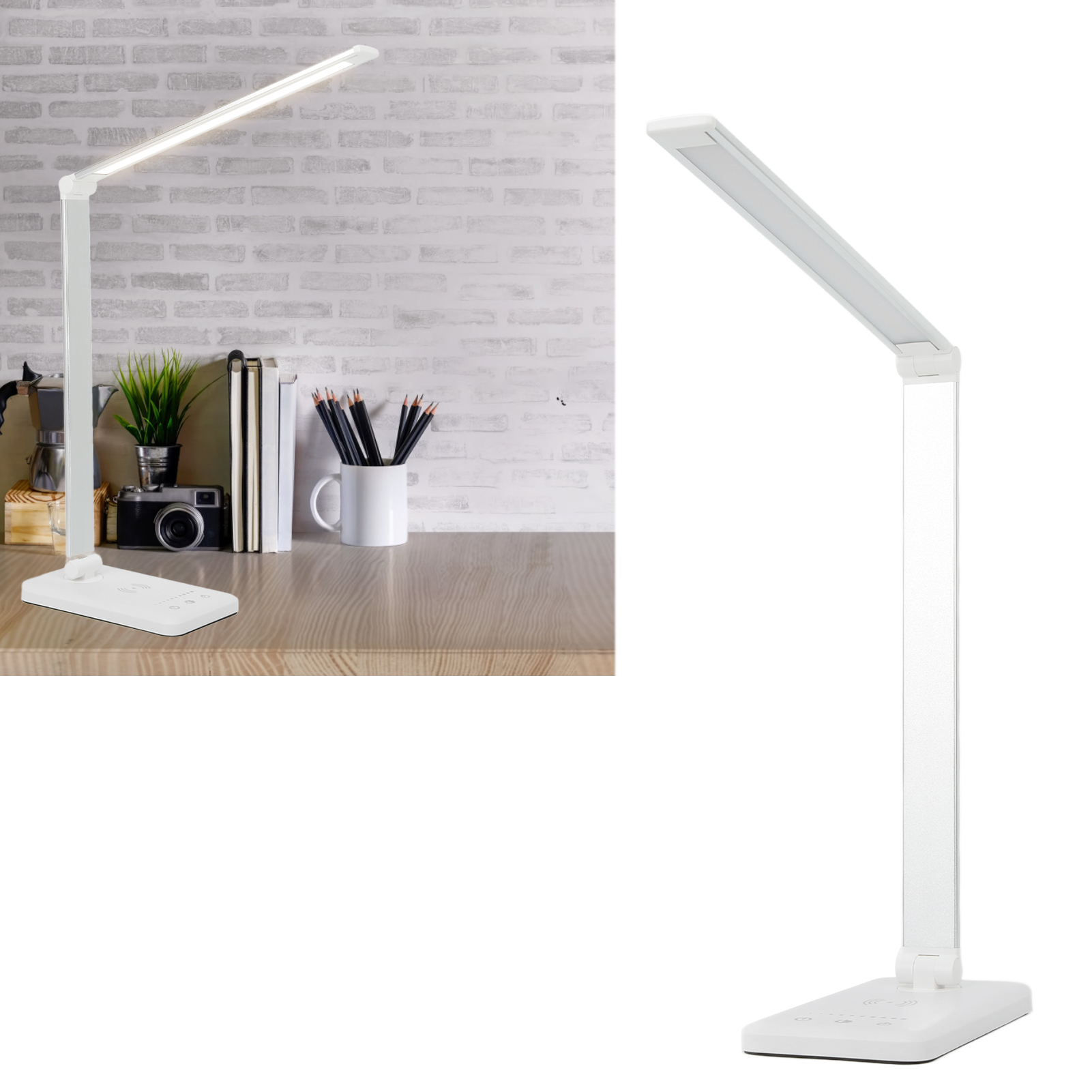 Led-schreibtischlampe Mit Kabellosem Usb-ladeanschluss, Augenschonende Schreibtischlampe Mit 5 Helligkeitsstufen Und Touch-steuerung, Ideal Zum Lesen Am Bett Und Als Schreibtischlampe Zum Lernen.