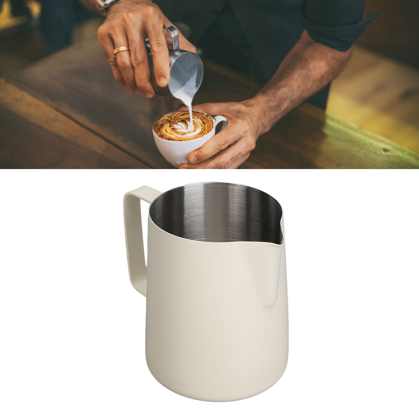 Dickwandiger Schaumbecher Aus Edelstahl 304 Mit Skala, 350 Ml, Weiß