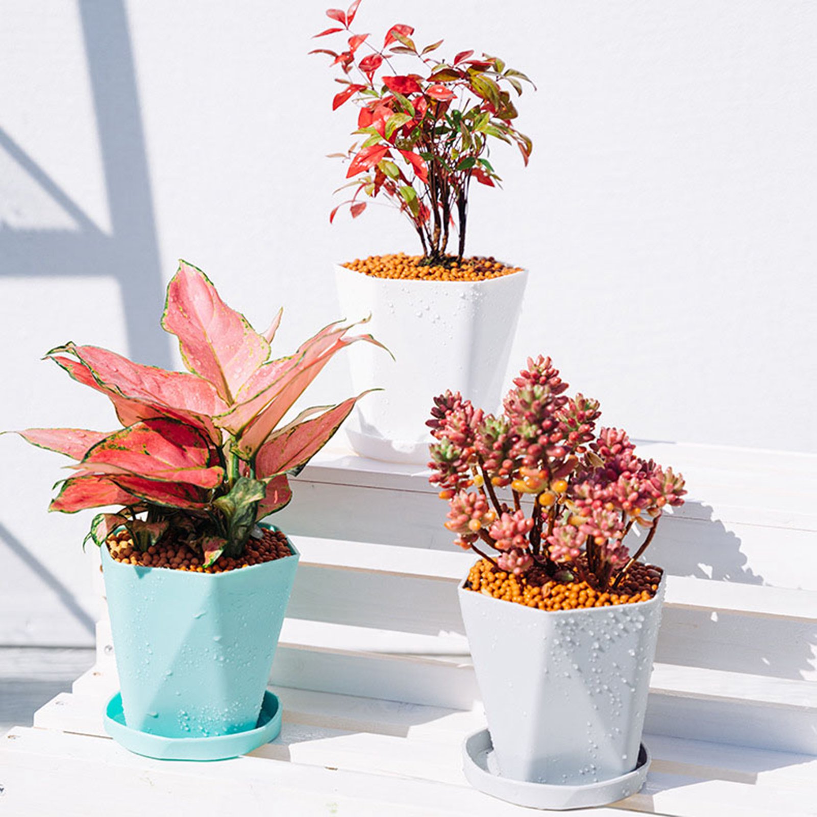 Kleiner Kunststoff-blumentopf Für Den Heimgebrauch Auf Dem Balkon, Aus Kunstharz, Nordisch-minimalistischer Stil, Weiß, Dickwandig, Für Efeutute, Rosen Und Sukkulenten.