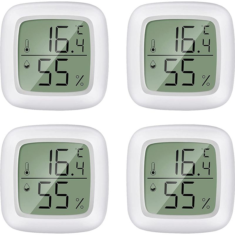 Hygrometer – Innen-/außenthermometer – 1,57-zoll-lcd-bildschirm – ±5 % Relative Luftfeuchtigkeitsgenauigkeit – Temperaturbereich -58 Bis 158 °f – 4 Stück