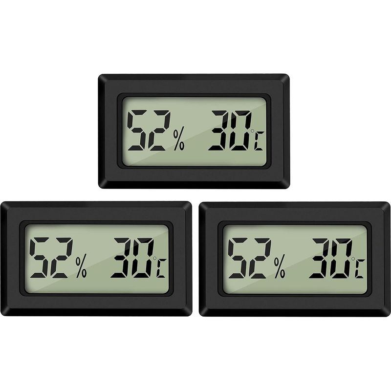 Digitales Thermometer-hygrometer – Großes Lcd-display – Messbereich: -50 Bis 70 °c Und 10 Bis 99 % Relative Luftfeuchtigkeit – Für Zigarrenhumidore, Gewächshäuser, Weinkeller Und Kühlschränke – 3er-pa