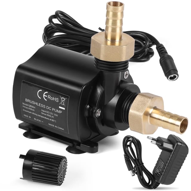 12V Tauchpumpe 800L/H 4,5M Geschwindigkeitsregulierung – Kellerentwässerung Netzadapter Aquarium Wasserpumpe Zirkulationssystem