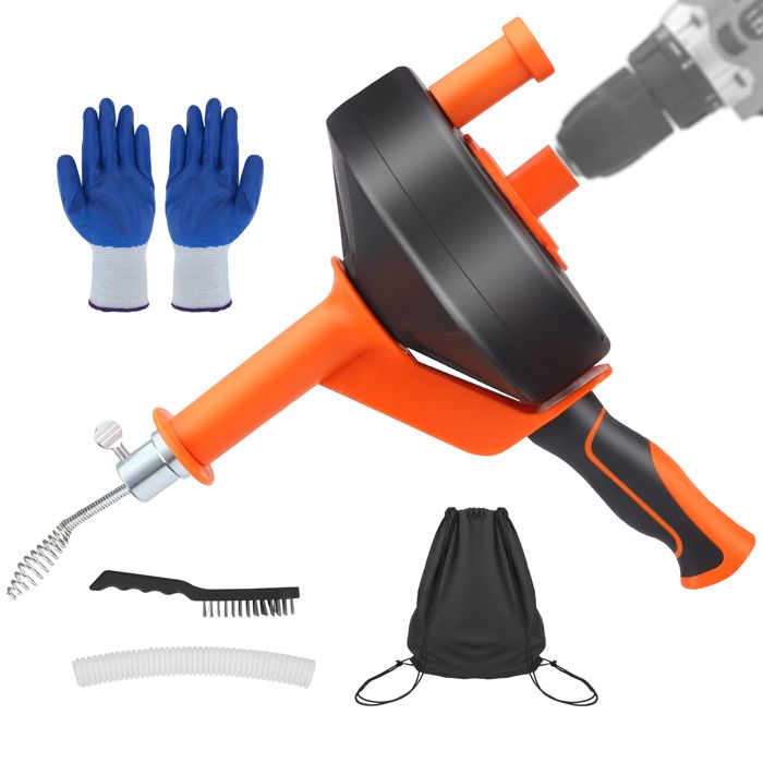 Rohrreinigungsspirale [10 M] – Mit Handschuhen Und Stahlbürste Für Pvc-rohre – Rohrreinigungsspirale