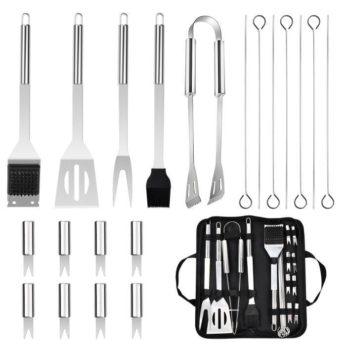 Grillbesteck - 20-teilig - Edelstahl - Langlebig - Rostfrei - Ergonomisch