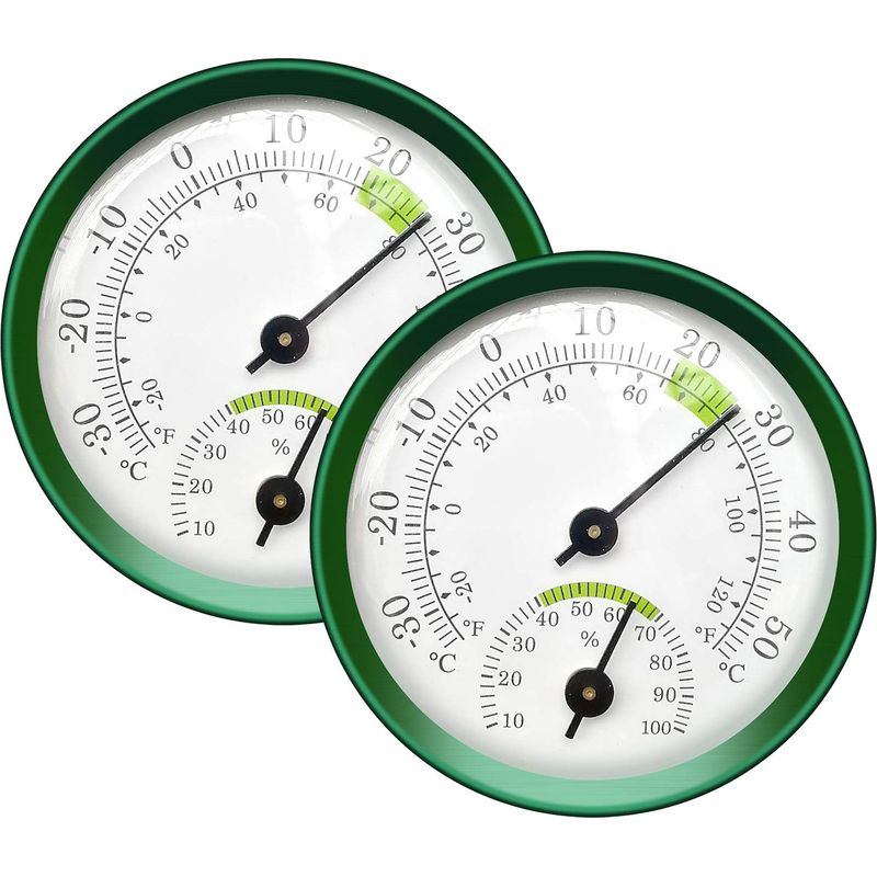 Analoges Thermometer-hygrometer – 57 Mm – Messbereich: -30 Bis 50 °c / 10 Bis 100 % Relative Luftfeuchtigkeit – Batterielos – Für Terrarien, Reptilienboxen Und Zigarrenhumidore – 2er-pack