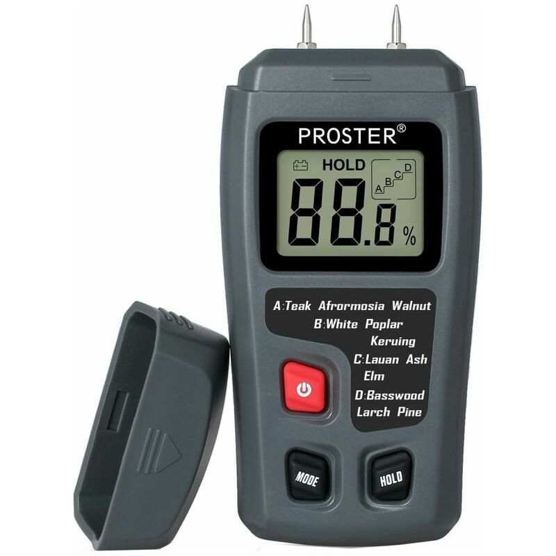 Digitales Holzhygrometer – Messbereich 0–99,9 % – Genauigkeit ±0,5 % – 4 Holzartenmodi – Hd-lcd-display – Geeignet Für Holz, Baumstämme, Beton Und Karton – 1 Stück
