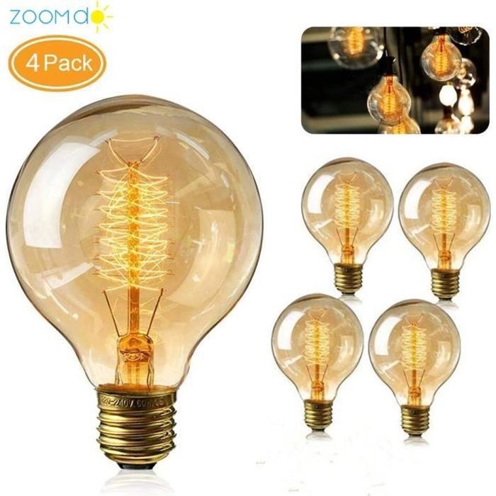 Vintage Edison-glühbirne E27 – Zoomdo – Warmweiß, 40 W – 4er-pack