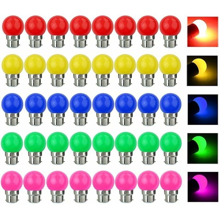 B22 3w Led-farblampen, Entspricht 30w, 300lm, 220v Wechselstrom, B22 Bajonettfassung, Led-lichterkette – 40er-packung