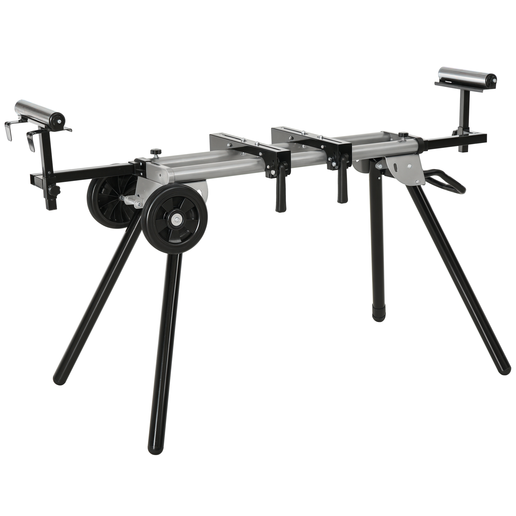 Untergestell Für Kapp- Und Gehrungssägen, Stahlgestell Schwarz+silber, Seitliche Verlängerung 123,5–245 Cm