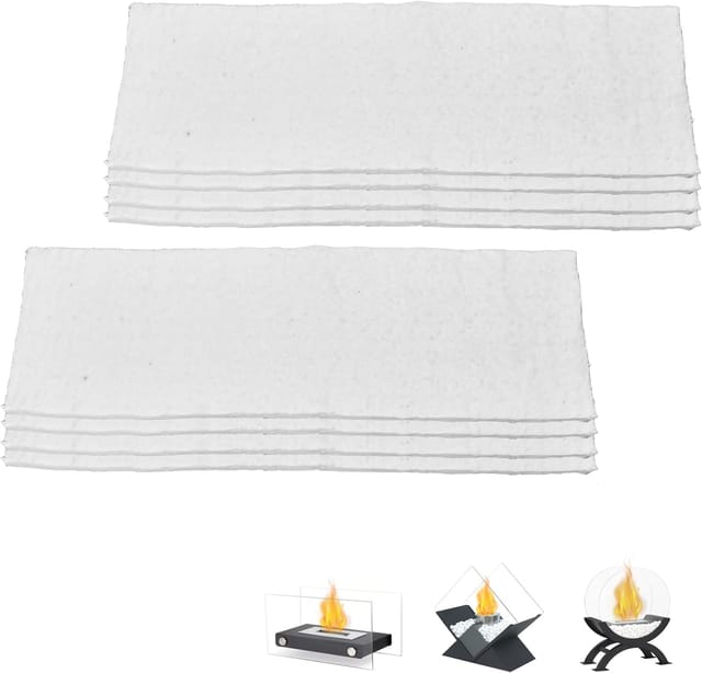 Set mit 8 Keramikwollstücken für Bioethanol, 30 x 10 x 1,3 cm. Keramikschwamm für Bioethanol-Kaminzubehör. Glaswolle. Keramikwolle. Brennstoff für