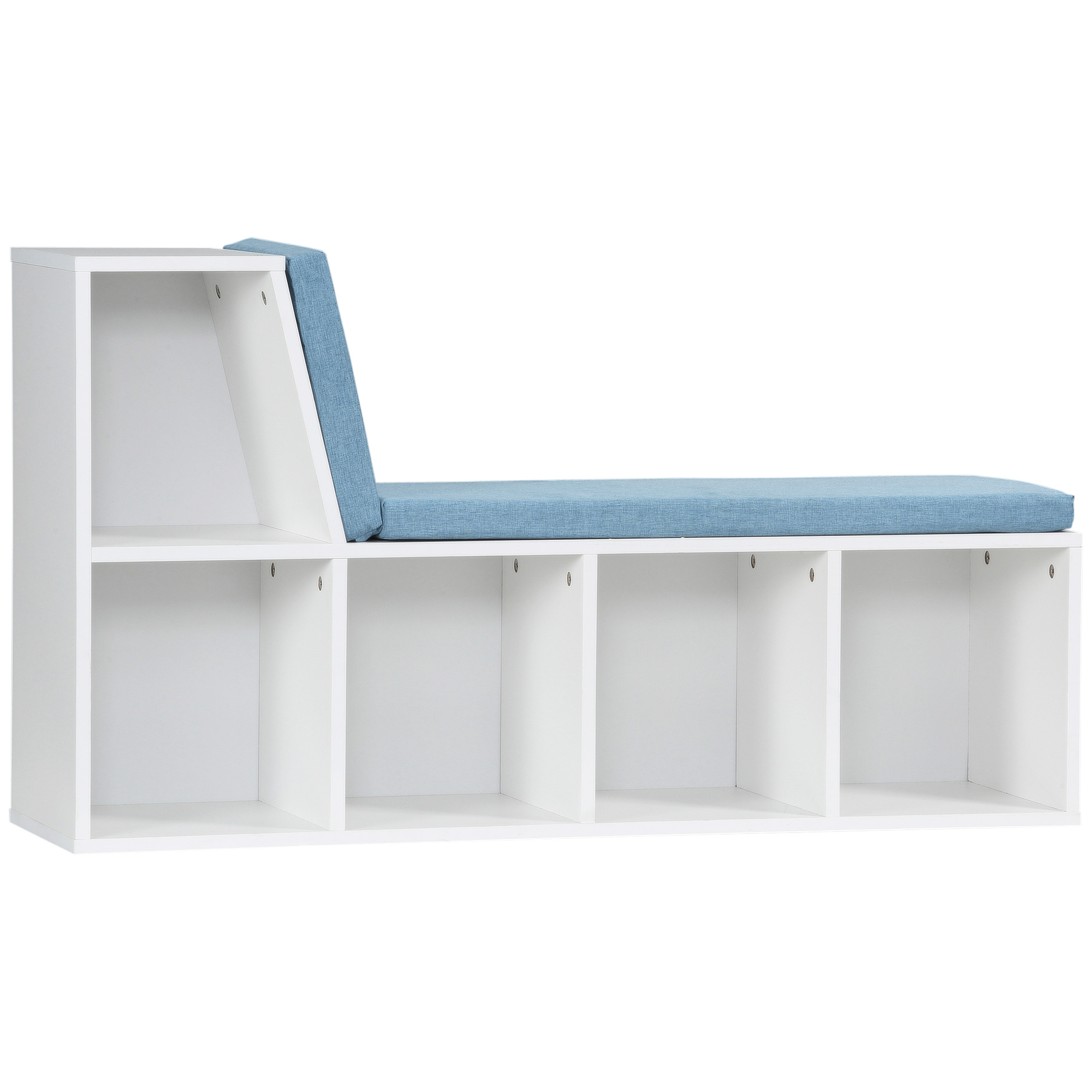 2-in-1-bücherregal Und Sitzbank Mit Kissen Für Kinder, Blau