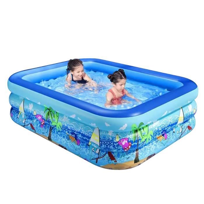 Aufblasbares Kinderbecken, Rechteckig, Pvc-material, 3-lagig Mit Separaten Ventilen, 147 X 105 X 50 Cm