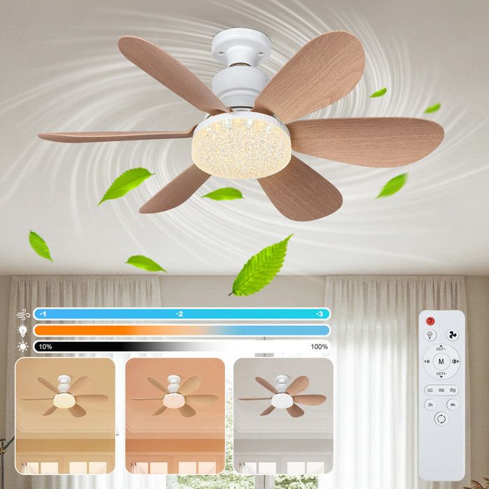 Rosnek 52 Cm 40 W Dimmbarer Led-deckenventilator 2000 Lm E27 - 3 Geschwindigkeiten, Fernbedienung
