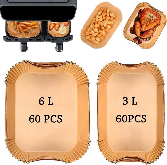 Backpapier Für Philips Airfryer Serie 3000, Backpapier Für Philips Dual Basket Airfryer 9 Liter (60 Stück + 60 Stück)