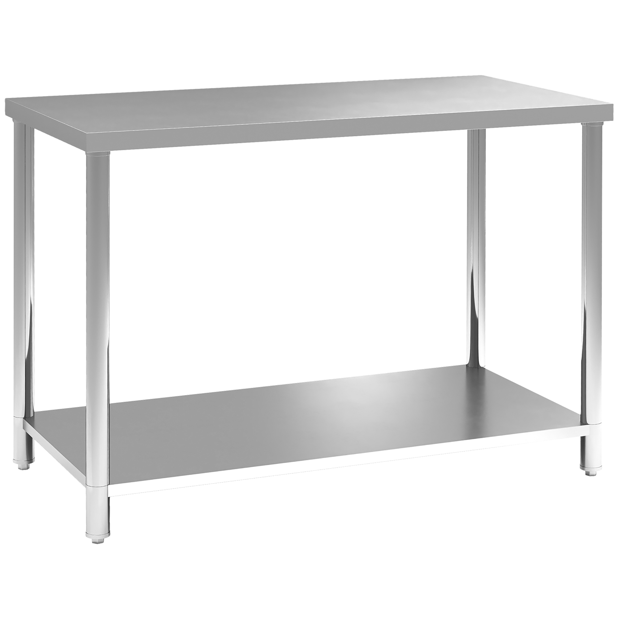 Edelstahl-arbeitstisch Mit 2 Ablagen, 120 X 60 X 86 Cm, Silberfarben