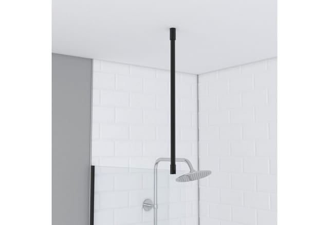Marwell Haltestange für Duschwand, Stabilisierungsstange gerade in matt schwarz 60 cm für Deckenmontage - geeignet für Duschwände mit Glasstärken von