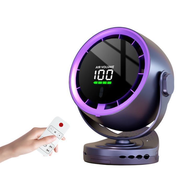 Clip-ventilator – 3600-mah-akku, 100 Geschwindigkeitsstufen, 720° Drehbarer Kopf – Grau Mit Lila