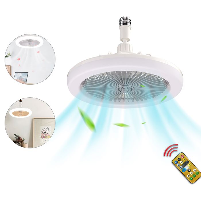 E27 Deckenventilator, Dezente Deckenleuchte, Elektrischer Ventilator, Verstellbare Steckdose, Sommergeschenk Für Die Ganze Familie – Grau