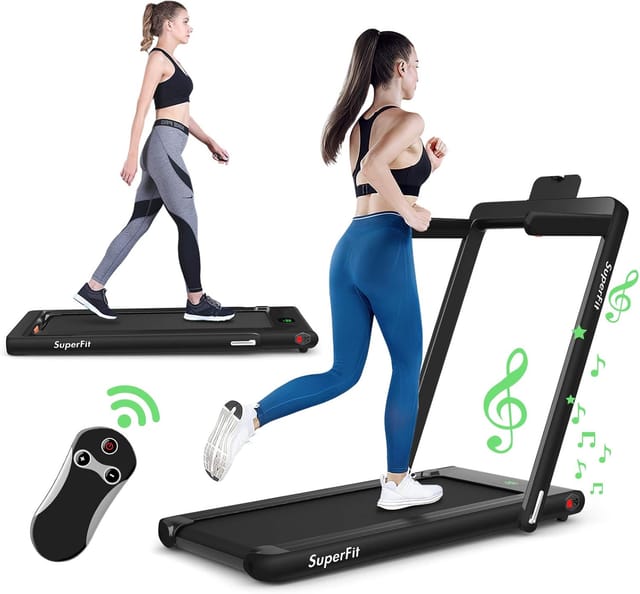 Klappbares Elektrisches Laufband Mit Fernbedienung, 2 In 1 App Steuerung Bluetooth 1-12 Km/h Led Display Handyhalterung Bis 120 Kg Belastbar Inkl. Sicherheitsschlüssel