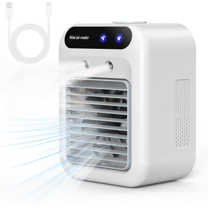 Tragbare Klimaanlage – Leise – 500 Ml – 2 Geschwindigkeitsstufen – Usb-aufladbar – Mehrfarbig