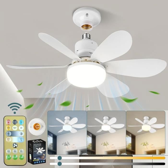 Deckenventilator - Gigicial - 40 W - 52 Cm - 3 Geschwindigkeitsstufen - E27 Led-beleuchtung