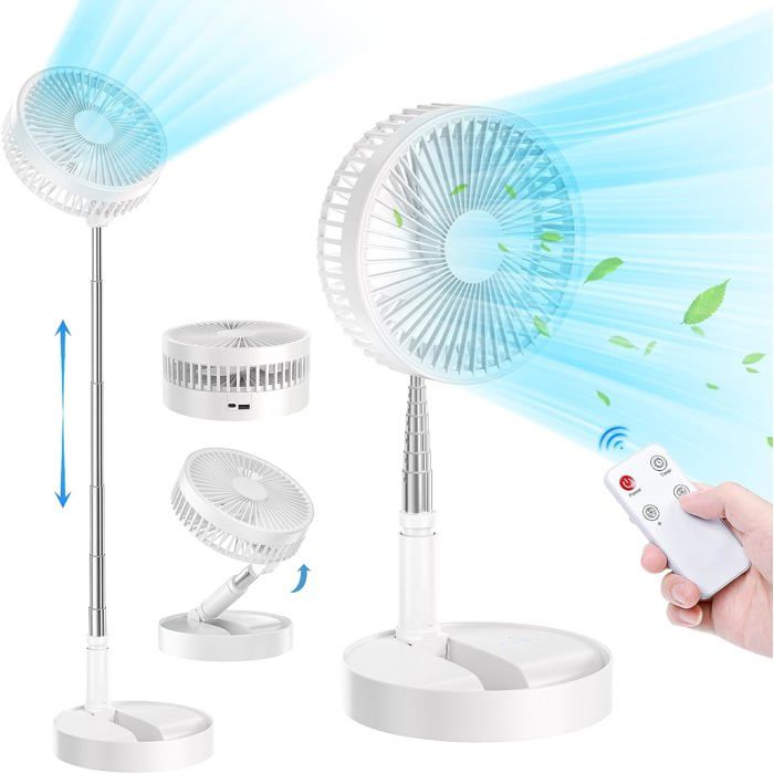 Ventilator – A1a9 – Faltbar 2-in-1 – 4 Geschwindigkeitsstufen – Fernbedienung – 7200 Mah
