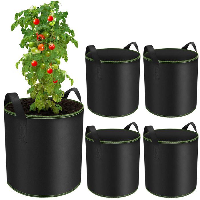 Pflanzbeutel - Aimoonsa - 5er-pack - 40 L (38 × 33,5 Cm) - Atmungsaktives Vliesgewebe - Verstärkte Griffe