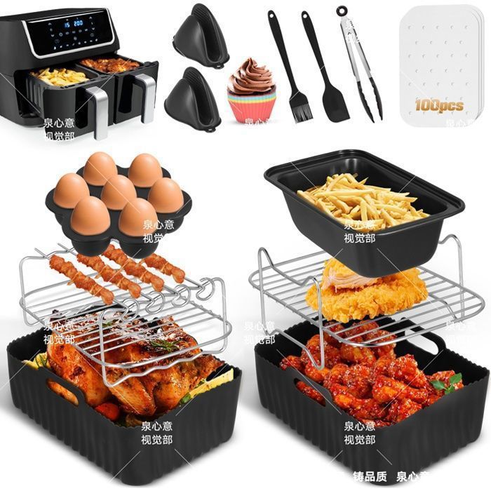 12-teiliges Zubehörset Für Ninja Dual Air Fryer Af300uk Und Af400uk Air Fryer Inklusive 100 Blatt Papier