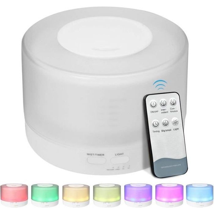 500-ml-aroma-diffusor, Ultraschall-luftbefeuchter Mit 7 Led-farben Und Aromadiffusor Für Zuhause, Büro Und Spa