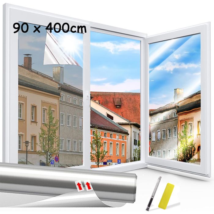 Fensterfolie – Sichtschutz – 90 X 400 Cm – Hitzebeständig – Spiegelnd – Uv-schutz