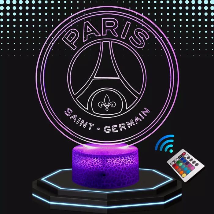 3d-led-nachttischlampe – Psg – Touch-nachtlicht – 16 Farben – Geschenkidee Für Fußballfans – Einzigartige Dekoration