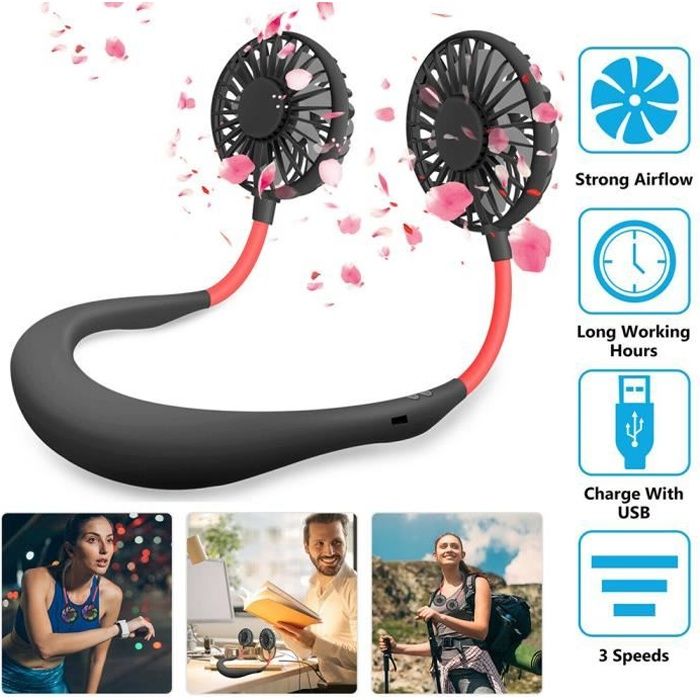 Mini-nackenventilator Mit Usb-aufladung Für Outdoor-aktivitäten – Schwarz