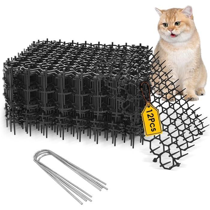12-teilige Katzenabwehrmatte – 15 × 20 Cm – Mit 8 Spikes – Für Garten Und Innenbereich, Gegen Hunde Und Katzen