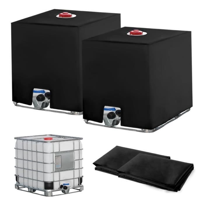 2-teiliges Set Für 1000-liter-ibc-container, Regenwassernutzungsplane, Uv- Und Staubbeständig, 116 X 100 X 120 Cm, Schwarz