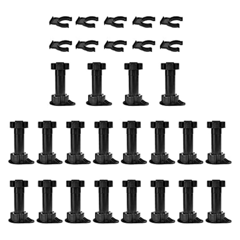Set Mit 12 Verstellbaren Schwarzen Möbelfüßen (verstellbereich: 9,84 Cm Bis 14,5 Cm)