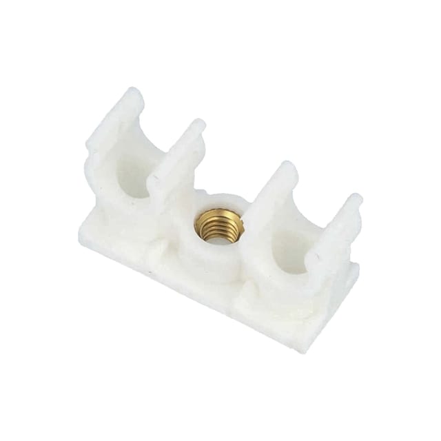 Tecuro - Rohrclip doppelt - ø 20/22 mm - Kunststoff weiß mit Messing-Gewindebuchse
