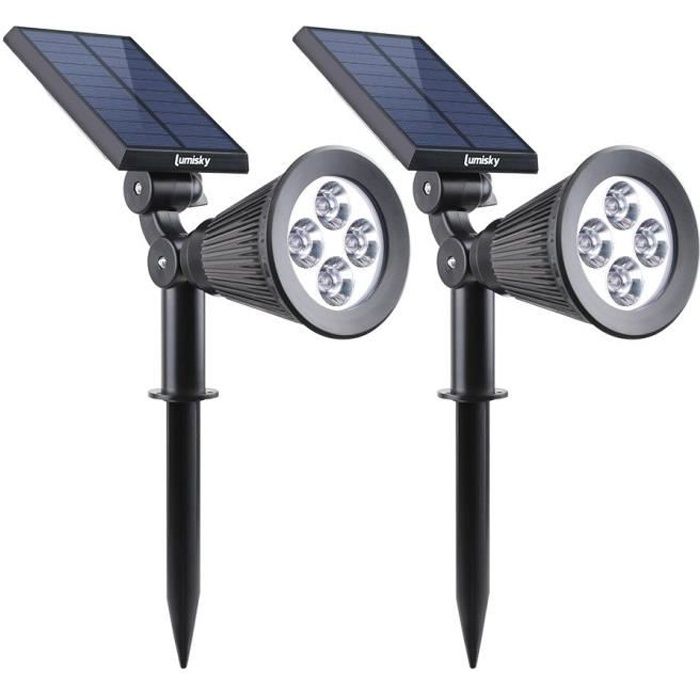 Wasserdichter Solar-außenstrahler - Lumisky - 4 Weiße Leds - 200 Lm - 90° Schwenkbarer Kopf