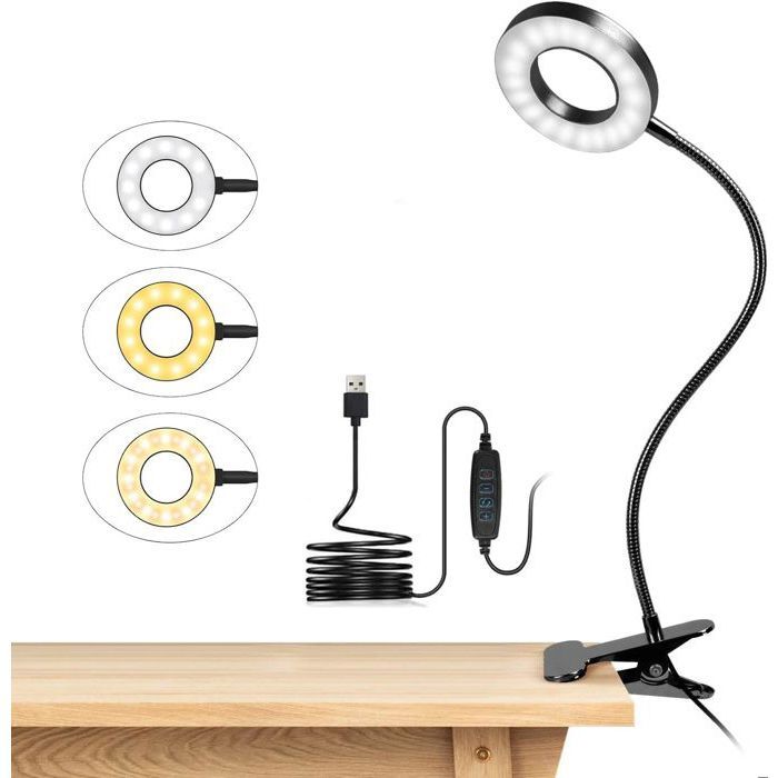 Schreibtischlampe - Otbact - Klemmleuchte - 48 Leds - 3 Beleuchtungsmodi - 10 Helligkeitsstufen