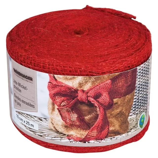 Windhager Jute-Wickelstreifen Öko rot 10 cm x 25 m, rot Schutzvlies