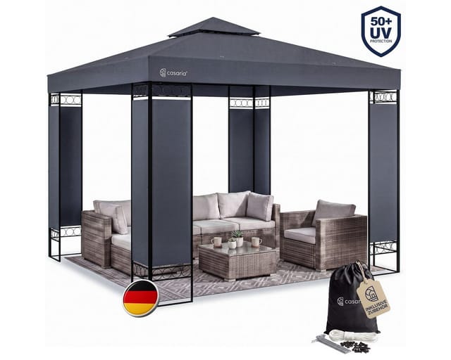 Pavillon Gartenzelt Gartenpavillon Lorca 3x3m Metall Wasserabweisend Luxus anthrazit