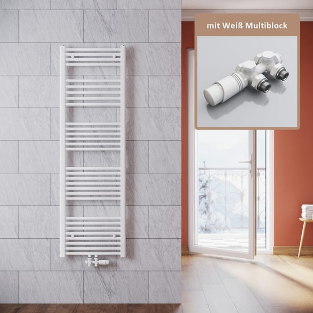 SONNI Handtuchtrockner Bad 1600x500mm Badheizkörper Weiß Heizkörper thermostatkopf,mit Ventil,702 Watt