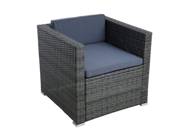 Estexo - Polyrattan Loungesessel Gartensessel Rattan Sessel Gartenstuhl Anthrazit-Grau