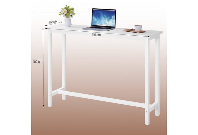 Bartisch Bistrotisch Stehtisch Esstisch, Metallgestell, Tischplatte aus mdf, 100x40x100cm(BxTxH), Weiß - Woltu