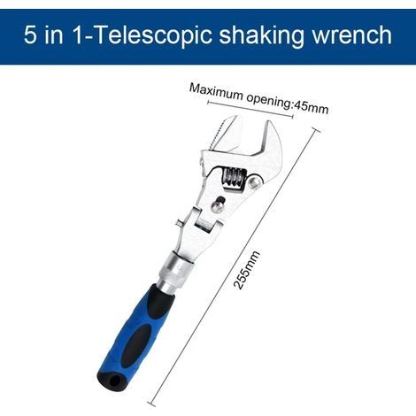 10-zoll-5-in-1-drehmomentschlüssel Mit Verstellbarer Ratsche, 180°-klappmechanismus, Universeller Riemenscheibenschlüssel, Handwerkzeug Für Die Haushaltswartung, 5-in-1
