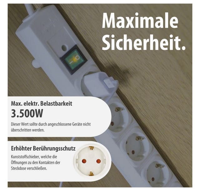 1153320100 Steckdosenleiste mit Schalter 6fach Weiß Flachstecker 1 St. - Brennenstuhl
