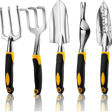 5-teiliges Gartengeräte-set Mit Robusten Aluminiumköpfen Und Ergonomischen Griffen