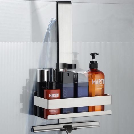 Hängender Duschhalter – Edelstahl-badezimmerhalterung Zum Aufhängen Von Glasduschwänden, Rahmenloser Glasduschhalter Mit Haken
